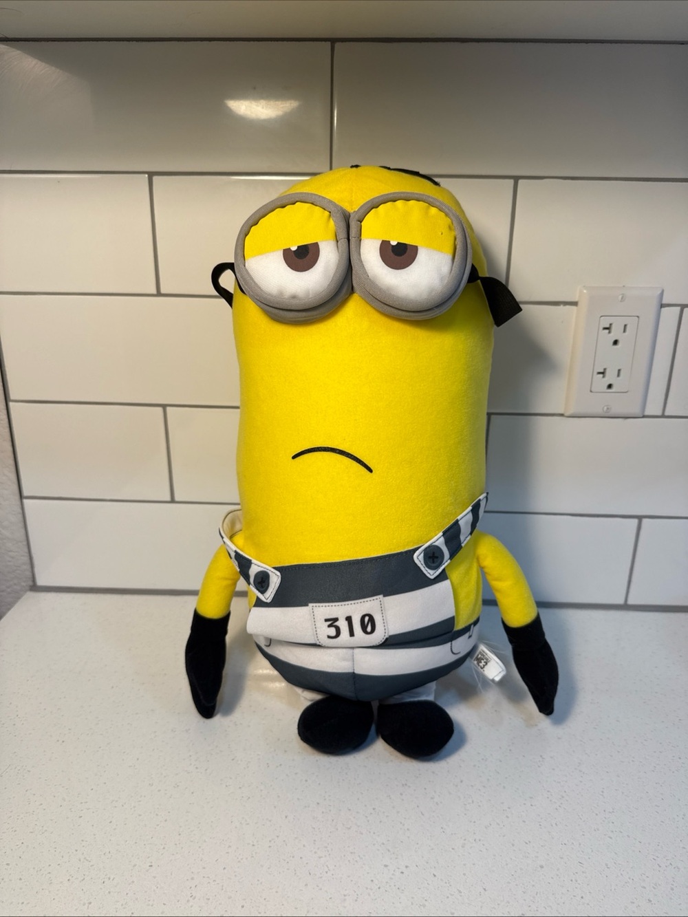 Minion Plush Doll Yellow & Black Striped Prison Outfit